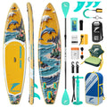 TIDETREK 11'/11'6" x 33"/34" x 6" Inflatable SUP Paddle Board – Extra-Wide, Stable Stand Up Paddle Board with Premium Full Accessory Set for Adults & Youth (Sunny Wave/Kayak Seat, 11'6"x33"x6")