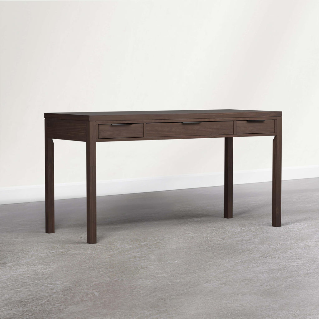 SIMPLIHOME Hollander Desk - 60 Inch Wide Solid Wood Writing Desk in Dark Brown Walnut, Contemporary Home Office Computer Table for Workspace or Study with 2 Drawers and Flip-Down Keyboard Tray