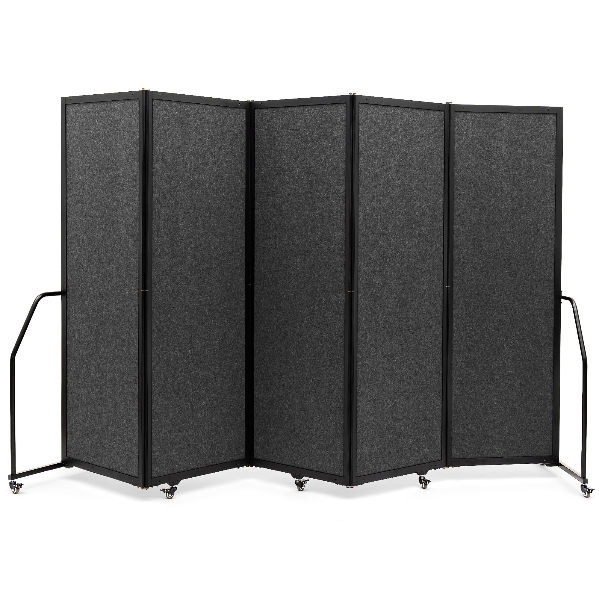 Artigwall Folding Privacy Screens Freestanding partition with Wheels and arms Portable dividers for Medical Hospital Offices 5 Panel, Dark Gray