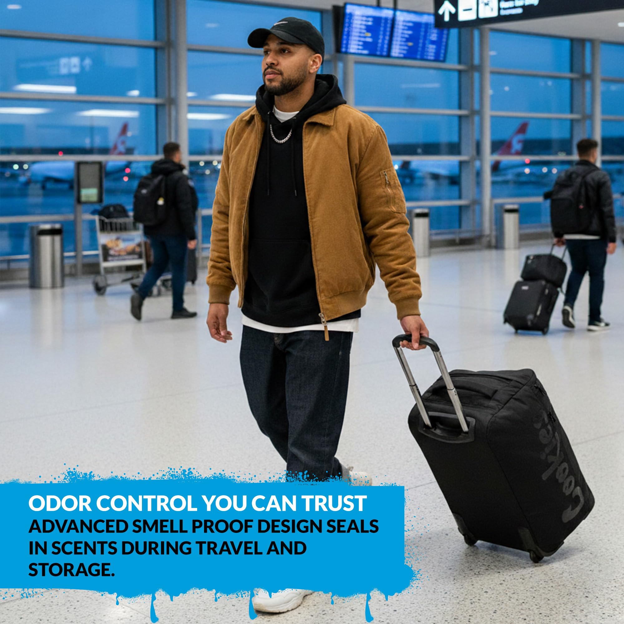 Cookies Trek Roller Smell Proof Travel Bag – Oversized Rolling Luggage with Double Zipper, Durable Nylon Canvas Build, Extra Large Storage for Travel, Gear, Road Trips & Streetwear Carry – Green Camo