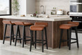 GarveeHome 26.2" Bar Stools Set of 4, Modern Upholstered Kitchen Stools with Low Back and Footrest, Counter Height Bar Stools with Wood Legs, for Kitchen Counter, Dining Room, Brown
