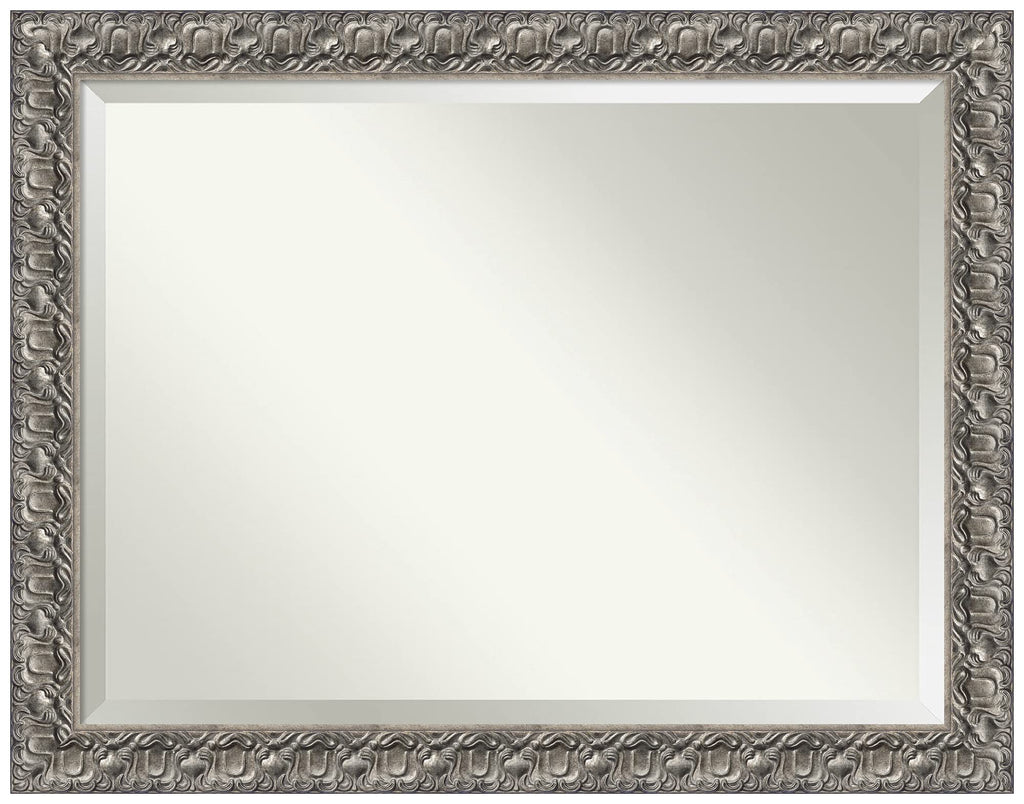 Amanti Art Silver Bathroom Mirror for Over Sink, 36x46 Silver Luxor Rectangle Vanity Mirror, X-Large Traditional Wood Frame, Hangs Horizonally and Vertically, Bathroom Wall Decor, Beveled Edge
