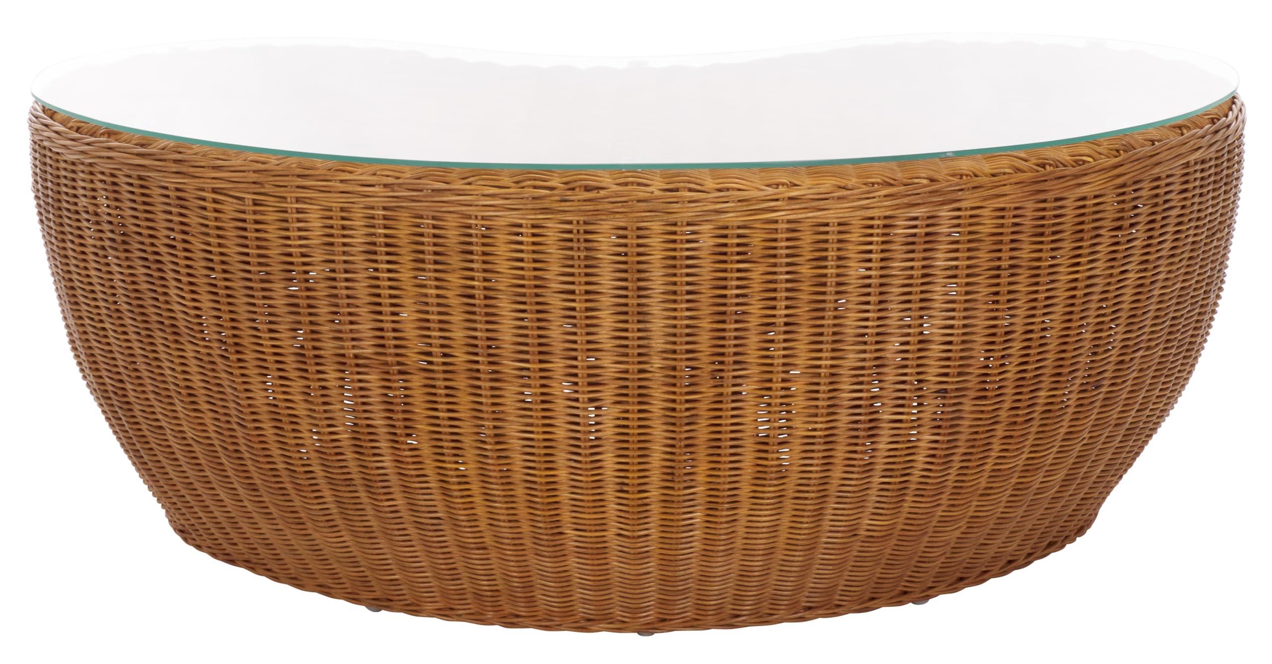 SAFAVIEH Couture Collection Hylda Natural Rattan Glass Top Coffee Table (Fully Assembled)