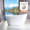 WOODBRIDGE 54"Freestanding White Acylic Soaking Bathtub with Brushed Nickel Drain and Overflow,B0006 -B-Drain &O