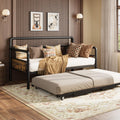IDEALHOUSE Twin Daybed and Foldable Metal Trundle Bed, Metal Twin Bed Frame Heavy Duty Steel Slats Support,Sofa BedFrame for Living Room, Guest Room,Noise Free, Black