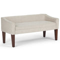 SIMPLIHOME Parris Upholstered Bench - 50 inch Wide Upholstered Hallway Seat in Platinum, Contemporary Bench for Entryway or Living Room with Tufted Cushion, Solid Wood Legs and Sleek Profile