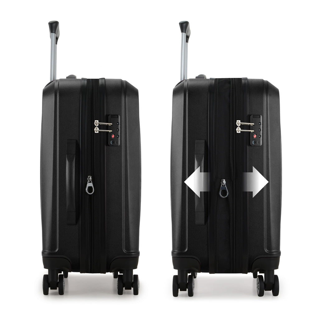 Elite Luggage Expandable Hardside Spinner Luggage,TSA Lock, Black, 3-Piece