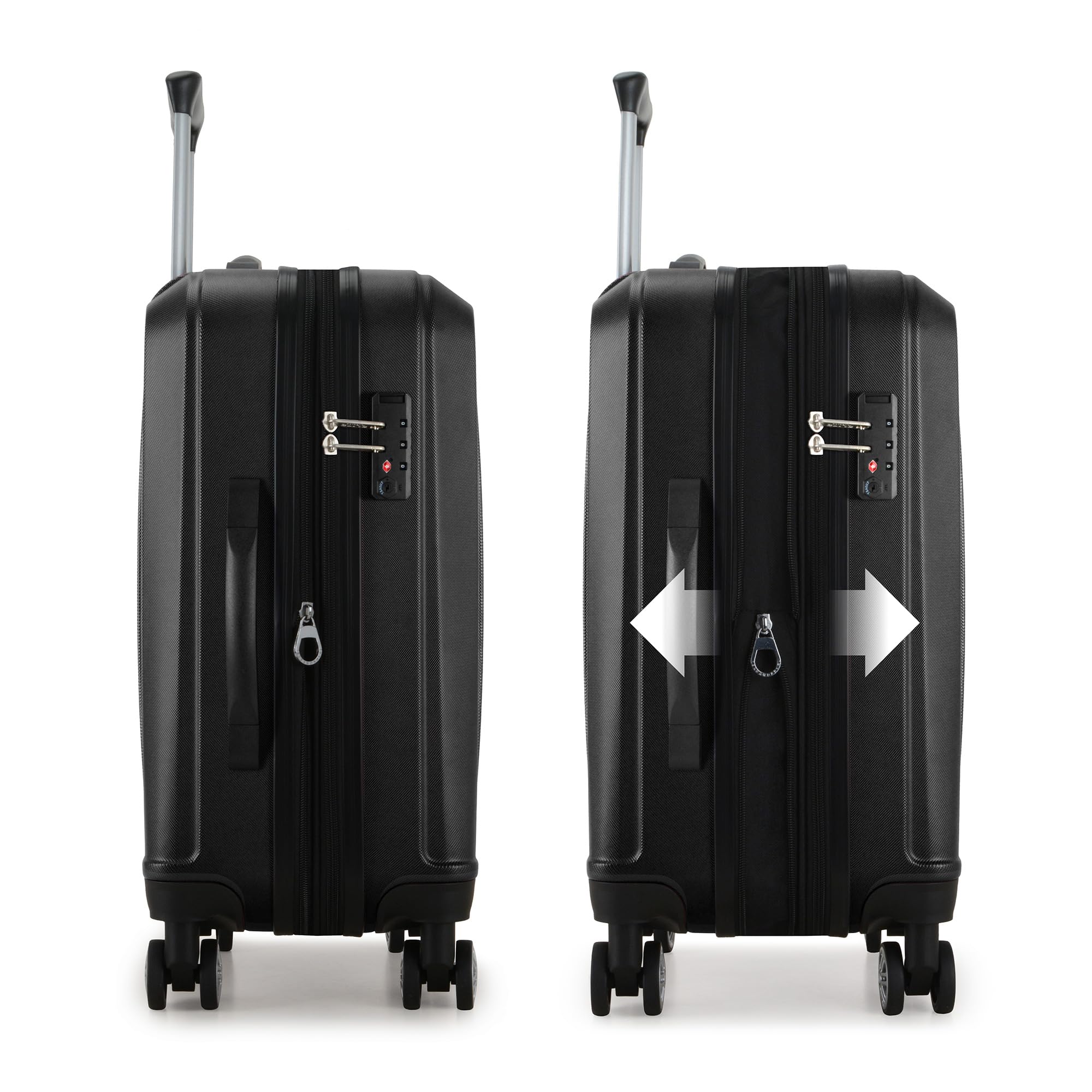Elite Luggage Expandable Hardside Spinner Luggage,TSA Lock, Black, 3-Piece