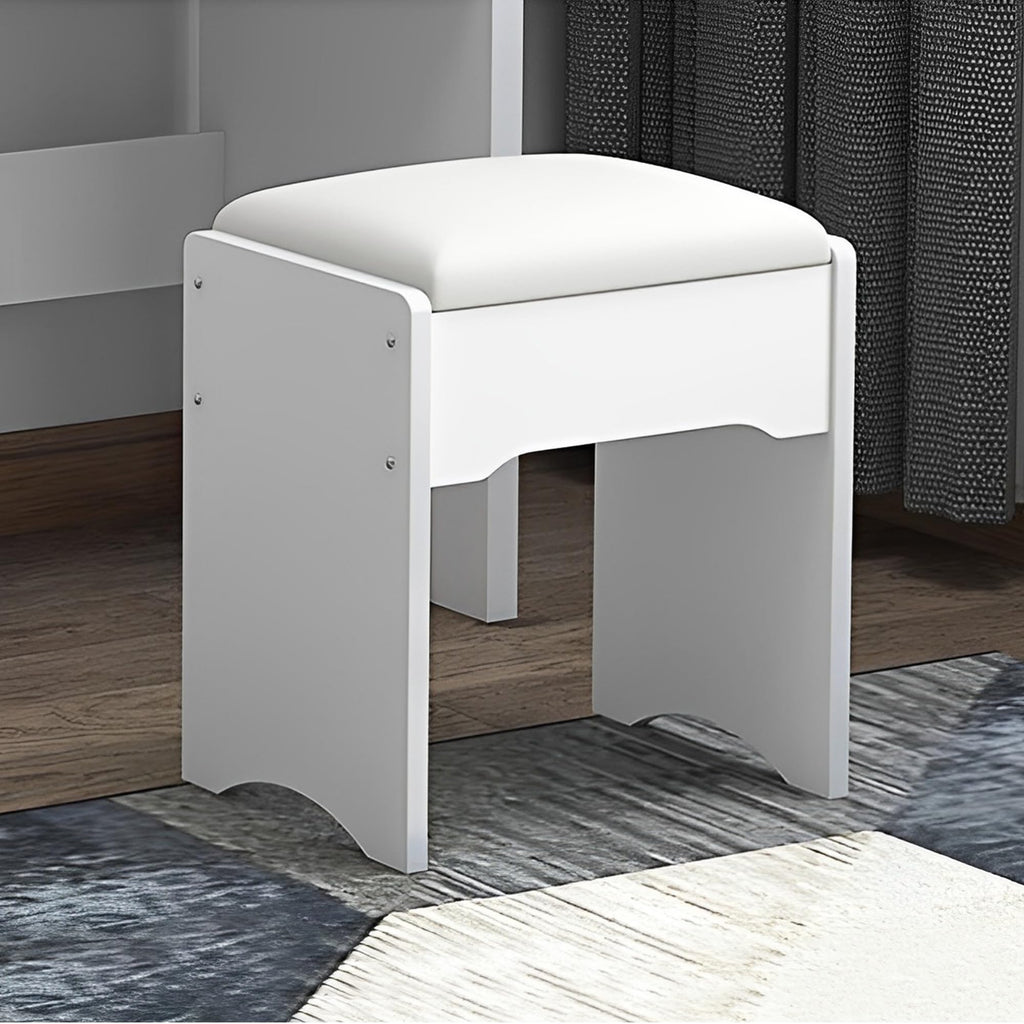KEIKI Vanity Desk with Mirror for Makeup, Dressing Table Set with Stool,4 Drawers, White