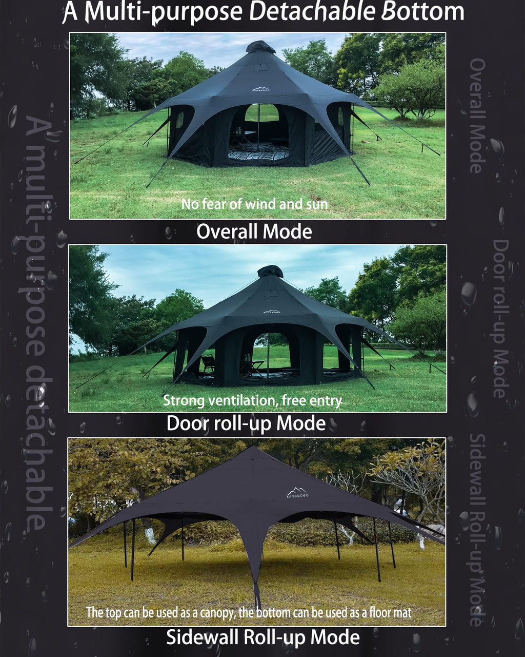 Kanggogo 5M Cotton Canvas Tent Bell - Yurts with Stove Jack，16.4ft*High9.2ft ，Breathable and Windproof,Glamping for 6/8/10Person Family Camping (8-10 People)