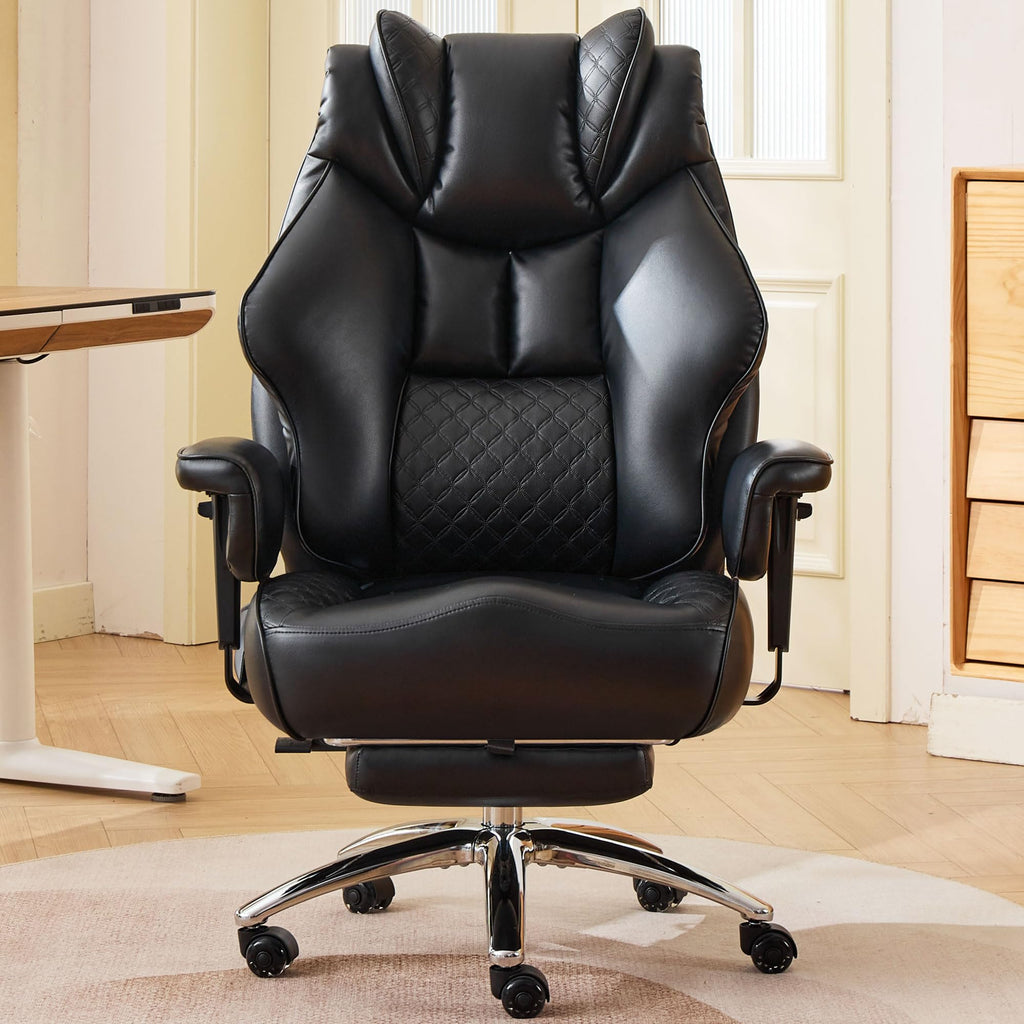 Cloomey 500lbs Big and Tall Office Chair Adjustable Lumbar Support, Extra Wide Seat Ergonomic Gaming Chair with Footrest, Heavy Duty High Back Executive Leather Computer Desk Chair