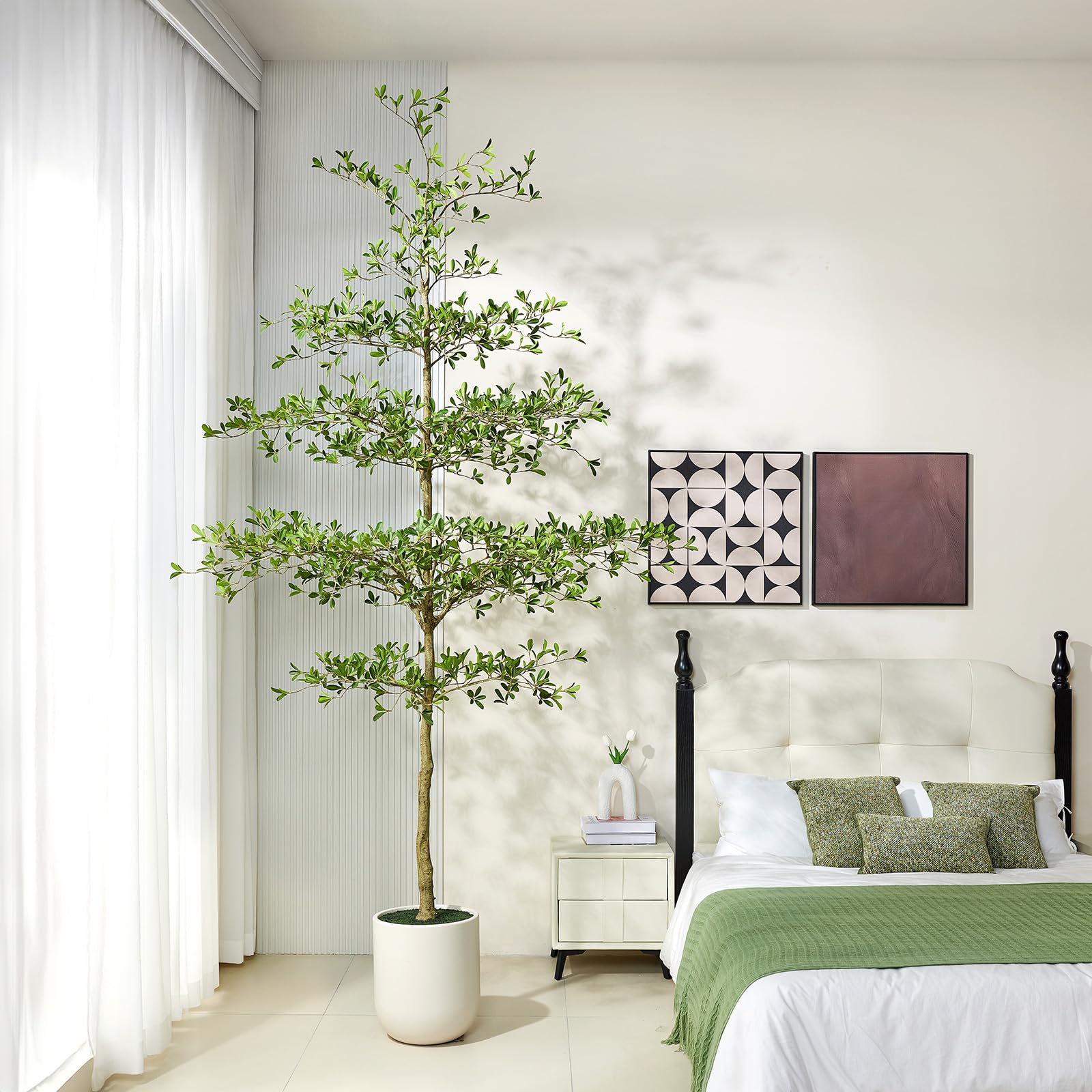 VeriNatural 10FT Artificial Black Olive Tree Indoor with White Planter – Tall Luxury Faux Olive Tree, Mediterranean Architectural Statement Decor for Living Room & Office,VN232