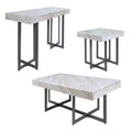 Furniture of America Willy Modern Storage Faux Marble Top 3-Piece Coffee, End and Sofa Table Set for Living Room, Gray