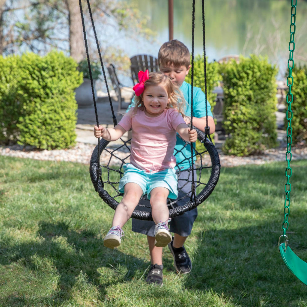 Backyard Discovery Endeavor II Cedar Wood Swing Set with Wave Slide, Play Deck, Double Rock Wall, Picnic Table, Climbing Wall, Belt Swings, Web Swing, Toy Telescope, Step Ladder, Outdoor Playset