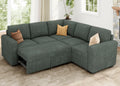 HONBAY Modular Sectional Sleeper Sofa with Pull Out Bed, Corduroy L Shaped Couch with Storage, Sectional Couches for Living Room, Green