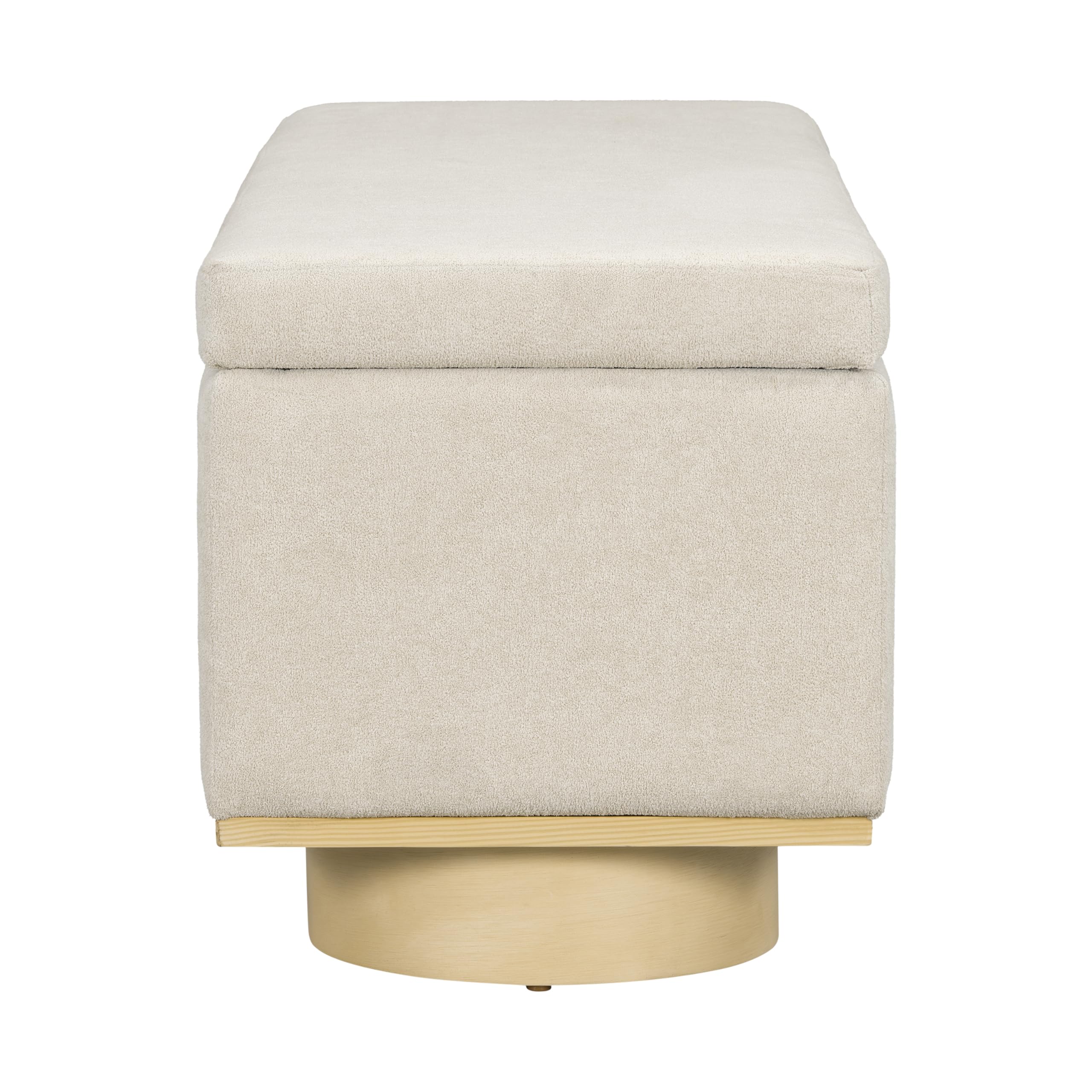 Christopher Knight Home Angie 50" Upholstered Storage Bench for Bedroom, Rectangular Foot Stools Ottoman, Entryway Wood Ottoman Bench, End of Bed Bench, Living Room Sofa Extra Seat, Oatmeal+Natural