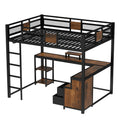 Bellemave Queen Loft Bed with L-Shaped Desk and Storage Drawers, Queen Size Loft Bed Frame with Computer Monitor Stand, Corner Shelf and Hanger Rod, Adults Loft Beds Nosie-Free, Black