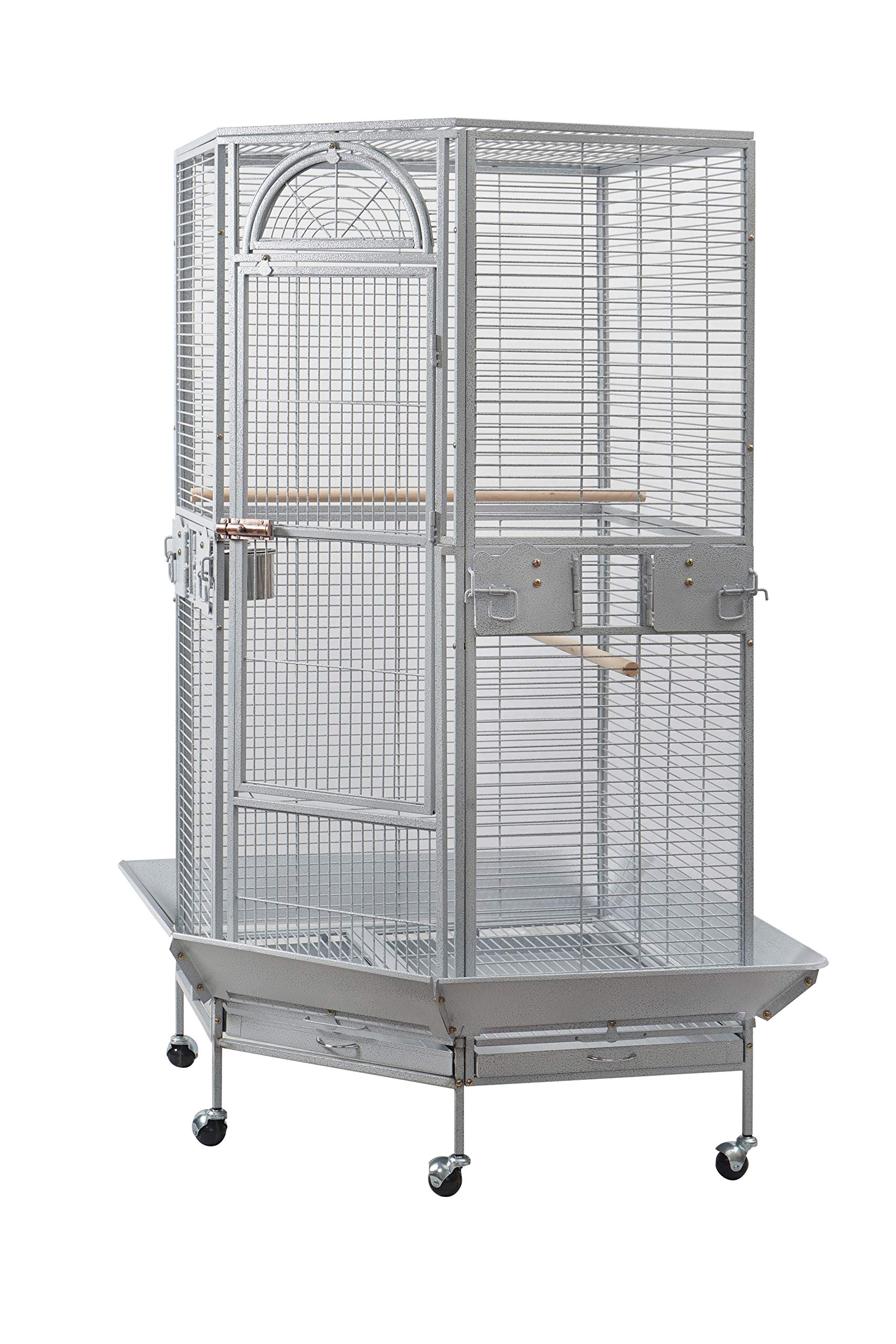 Seny Corner Bird Cage for Cockatiel Parakeet Black and White New (White)