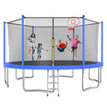 Tatub 14FT Trampoline for Kids and Adults, Outdoor Recreational Trampolines with Basketball Hoop & Enclosure Net, Blue
