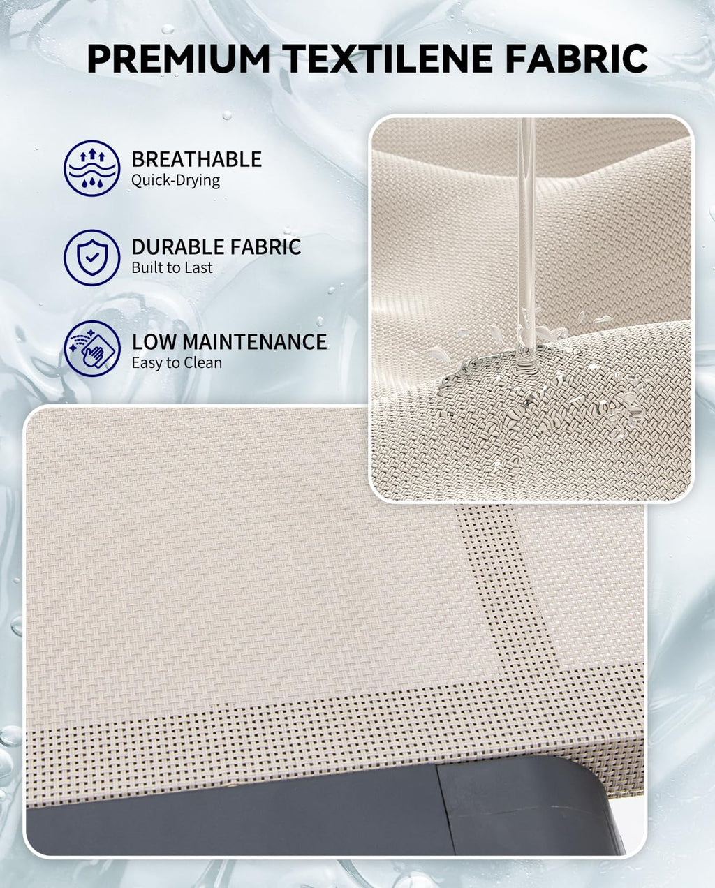 Aluminum Chaise Lounge Chair Outdoor, Foldable Patio Lounge Chair 2 Sets Assemble-Free, Pool Lounge Chairs with 5 Adjustable Backrest, Outdoor Lounge Chairs for Outside Poolside Beach Lawn Beige