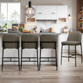 COLAMY Counter Height Bar Stools Set of 4, 25 Inch Modern Fabric Kitchen Island Stools with Back, Upholstered Counter Barstools Armless Bar Chairs with Metal Legs for Island Dining Room Bar,Brown