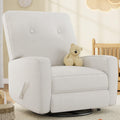 GarveeHome Recliner Chairs, Swivel Rocker Recliner, Glider Recliner Nursery Chair, Recliner Chair for Adults, 360°Swivel Glider Rocking Chair for Living Room, Bedroom, Office, Linen, White