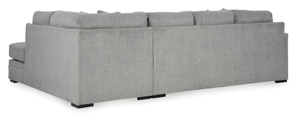 Signature Design by Ashley Casselbury Casual Right-Arm Facing 2-Piece Sectional with Chaise, Loose Seat Cushions and 4 Throw Pillows, Light Gray