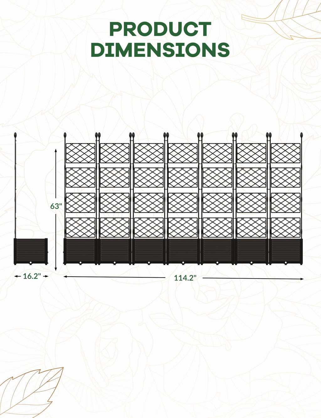 Hipicute 7 PCS Plastic Plant Box with Metal Trellis, Raised Garden Bed with Trellis Planter for Climbing Plant Outdoor Raised Privacy Screen for Patio Balcony,Planter Box for Backyard Patio