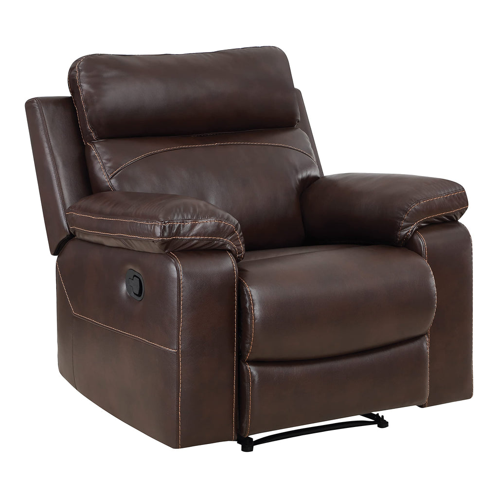 OSP Home Furnishings Bryson Ultra Soft Faux Leather Recliner with Premium Plush Padding and Manual Recline, Espresso