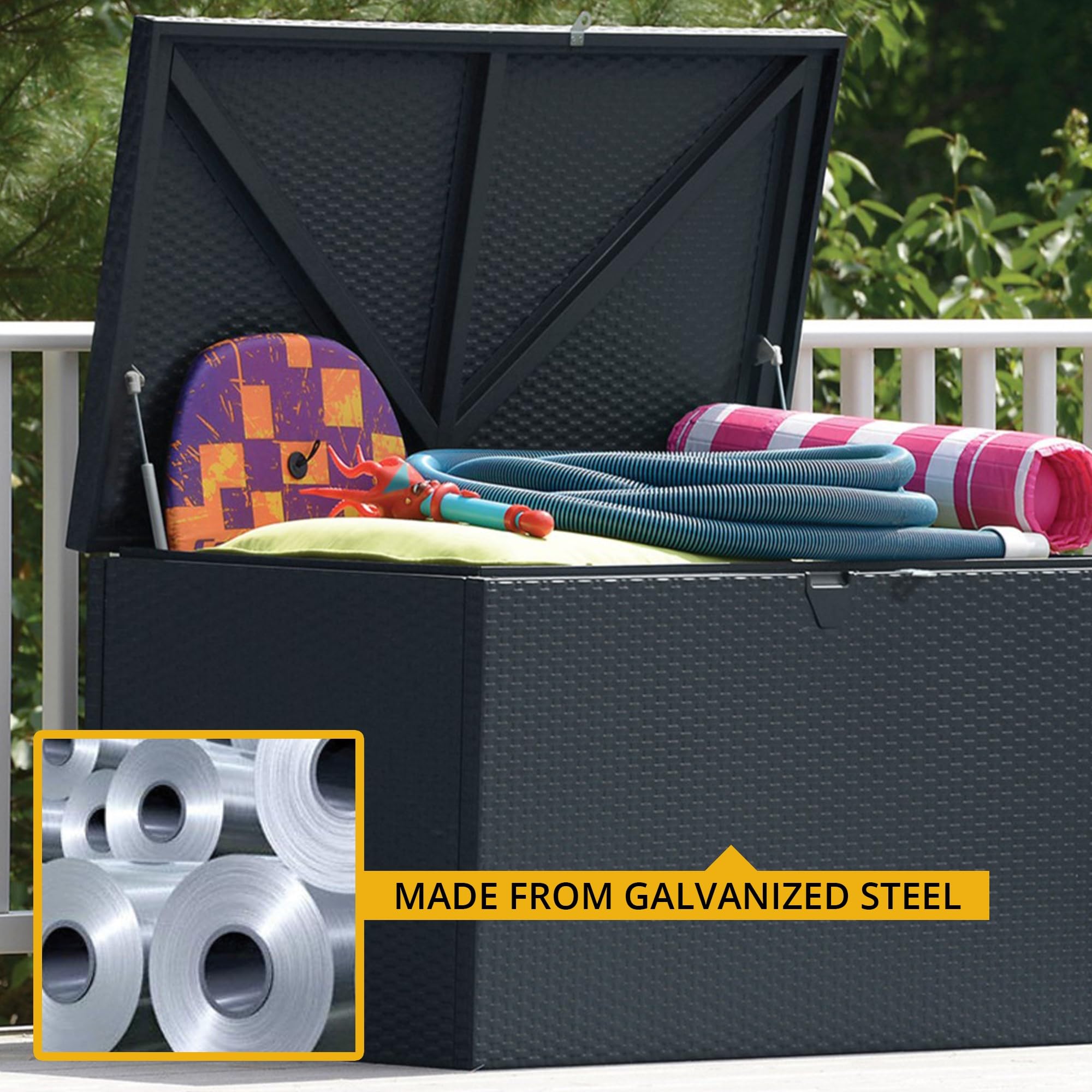 Arrow 4' x 2' x 2' Spacemaker Anthracite 134 Gallon Hot-Dipped Galvanized Steel Storage Deck Box