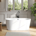 DeerValley 55" Acrylic Freestanding Bathtub, Deep Soaking Tub with Center Drain & Integrated Overflow, White Standalone Shower Tub Ergonomic Design, DV-1T0582