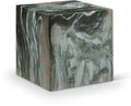 Meridian Furniture 99029Green-ET Piazza Collection Art Deco Indoor/Outdoor Concrete End Table with Green Marble Finish, 16" W x 16" D x 16" H, Green