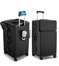 feilario 30in Super Large Captain Aluminum Frame Hardside Spinner Wheels Luggage, Zipperless Checked Suitcase with Front Compartment/Cup Holder/Phone Holder