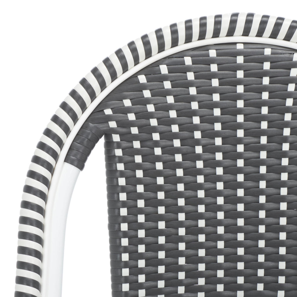 SAFAVIEH Outdoor - Torino Bistro Chair Set of 2 - Grey & White - Faux Wicker & Aluminum Frame - Bistro Side Chair Design - Ideal for Patio, Deck, Sunroom, Dining Area, 18" Seat Height (PAT7550E-SET2)