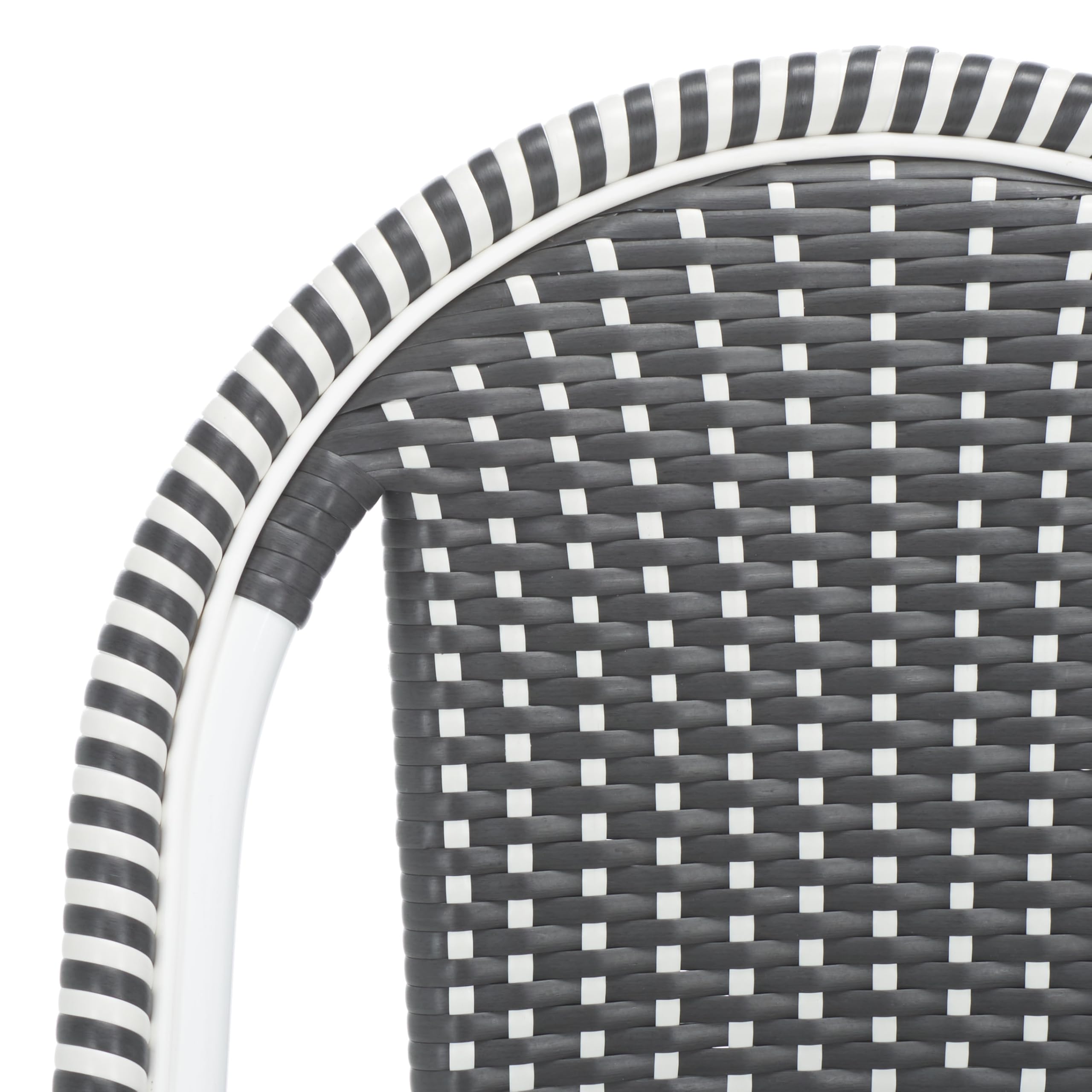 SAFAVIEH Outdoor - Torino Bistro Chair Set of 2 - Grey & White - Faux Wicker & Aluminum Frame - Bistro Side Chair Design - Ideal for Patio, Deck, Sunroom, Dining Area, 18" Seat Height (PAT7550E-SET2)