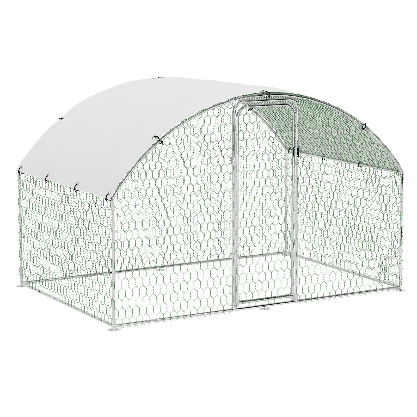 Large Metal Chicken Coop, Outdoor Chicken Runs for Yard with Cover,Large Chicken Run with Upgrade Tri-Supporting,Waterproof and UV-Resistant,Walk-in Poultry Cage for Farm Yard(9.8'l x 6.5'w x 6.5'h)