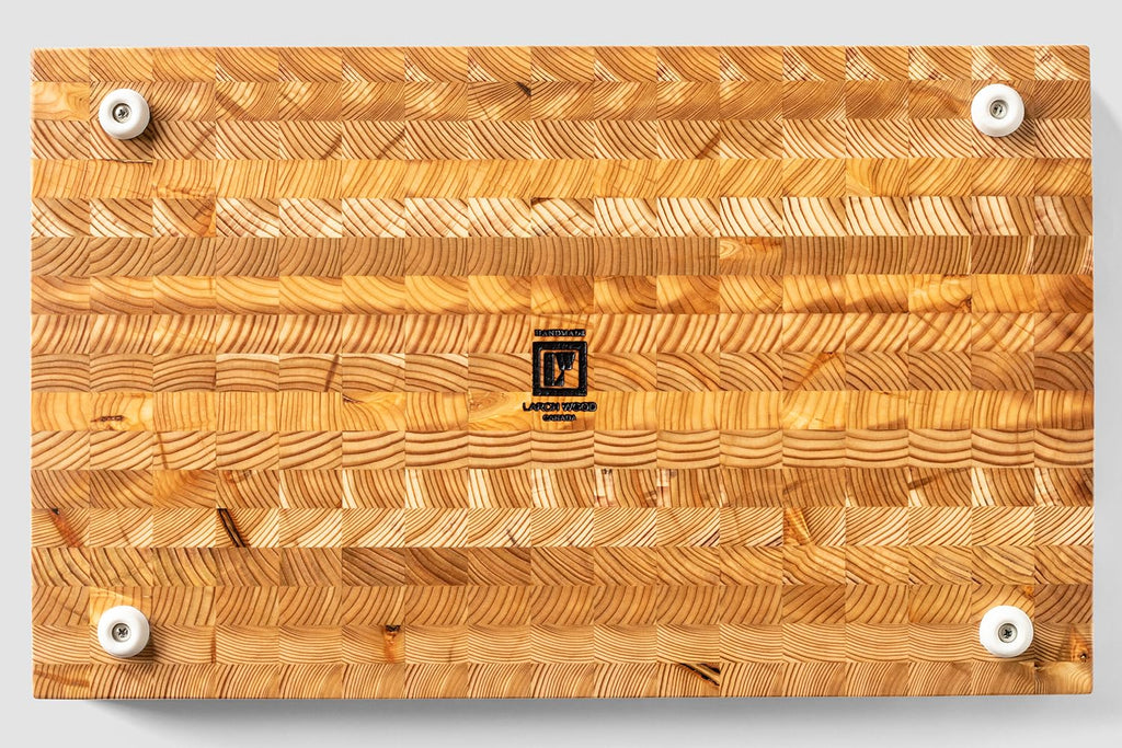 Larch Wood Canada End Grain Large Cutting Board, Standard Line, Handcrafted for Professional Chefs & Home Cooking, 21-5/8" x 13" x 1-3/4"