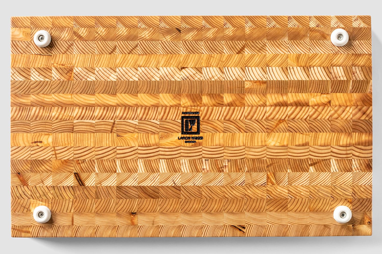 Larch Wood Canada End Grain Large Cutting Board, Standard Line, Handcrafted for Professional Chefs & Home Cooking, 21-5/8" x 13" x 1-3/4"