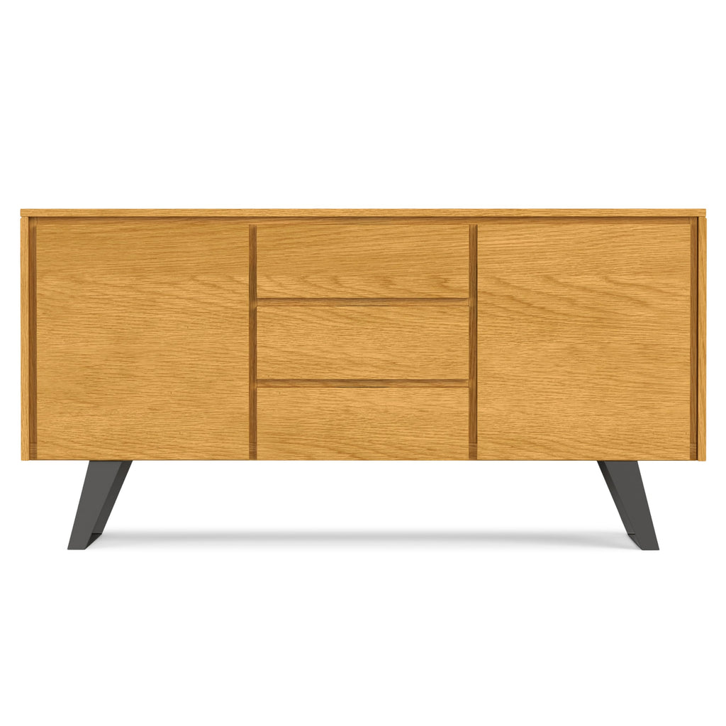 SIMPLIHOME Lowry 60 inch x 17 inch Rectangle Modern Industrial Sideboard Buffet in Oak Veneer for the Dining Room and Kitchen