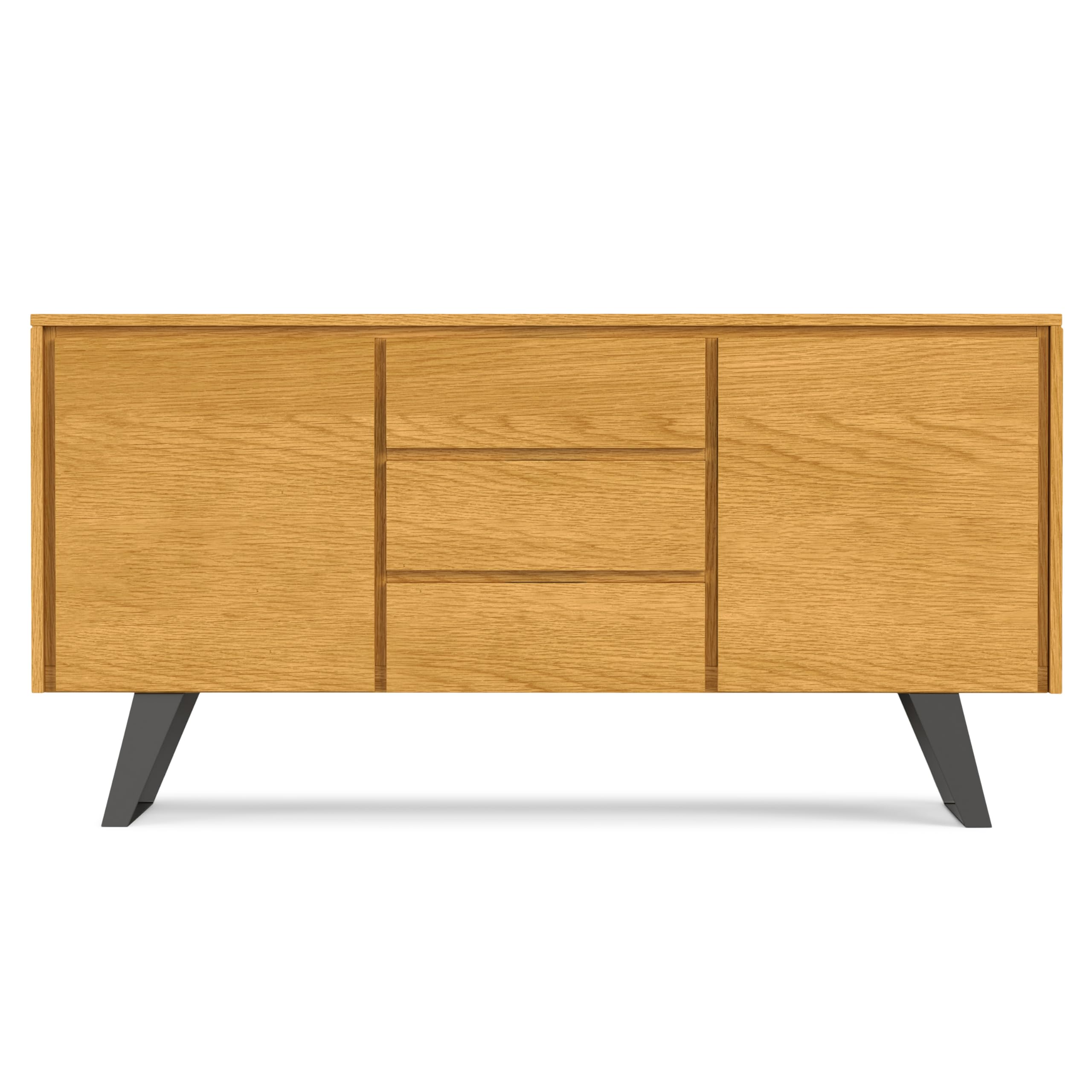 SIMPLIHOME Lowry 60 inch x 17 inch Rectangle Modern Industrial Sideboard Buffet in Oak Veneer for the Dining Room and Kitchen