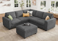 HONBAY Sectional Sofa with Storage 6 Seater L-Shaped Sectional Couches for Living Room, Grey