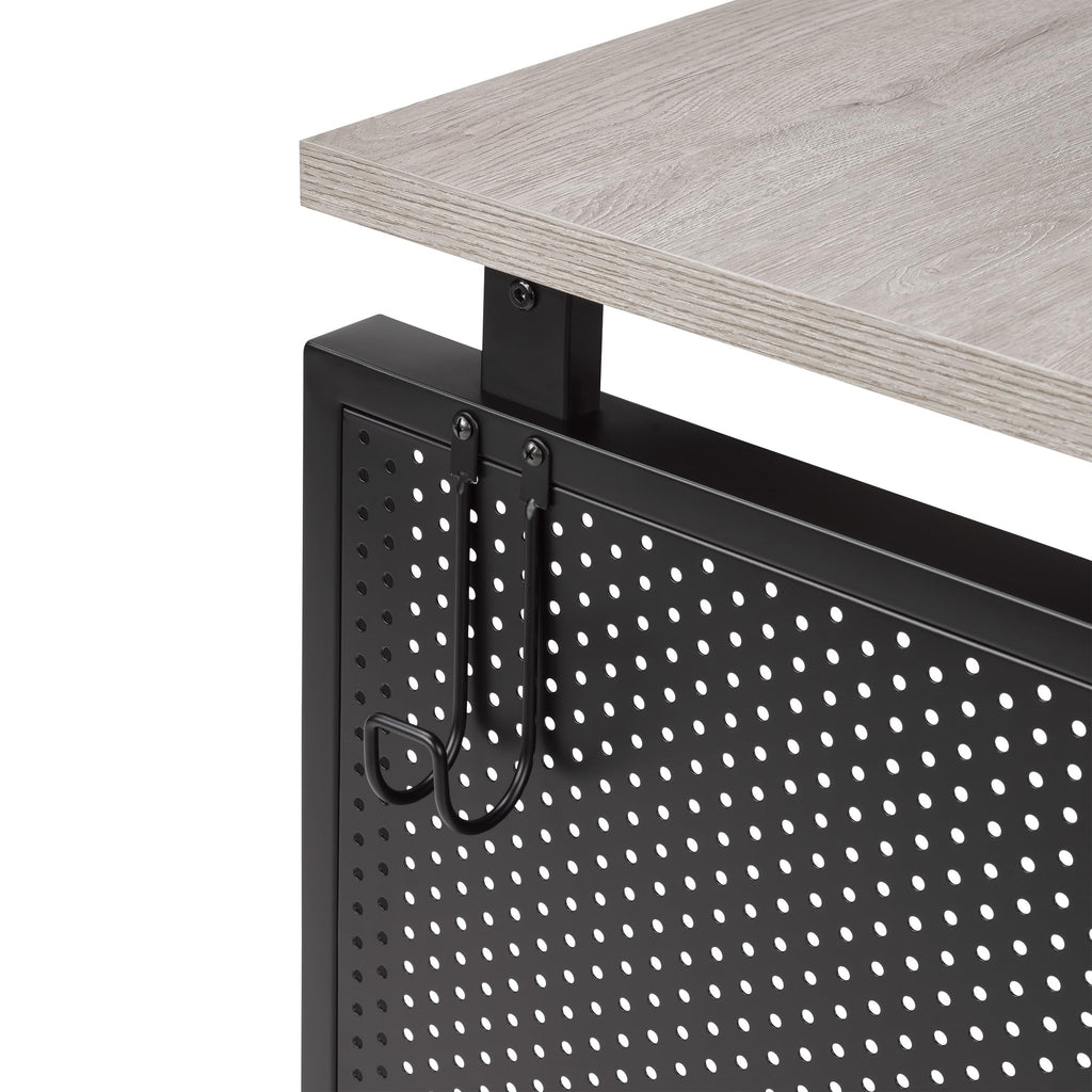 OSP Home Furnishings Ace Contemporary Modern Home Office Desk with Shelf, Rectangular with Grey Taupe Finish
