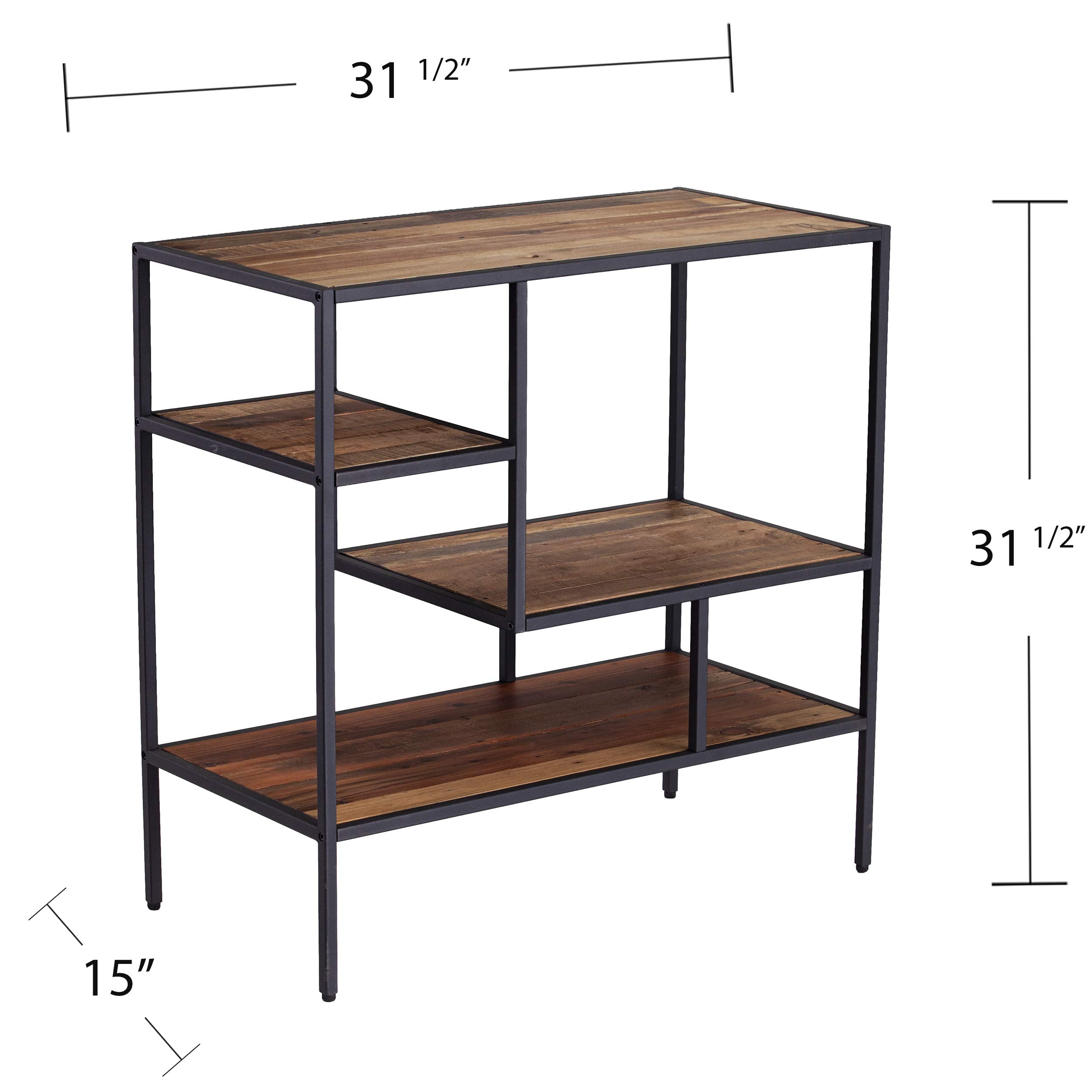 SEI Furniture - Mathry Reclaimed Wood Shelf - Natural - Reclaimed Wood & Iron Metal - Rustic Design - Ideal for Home Offices, Living Rooms, Dens, 31.5" W x 15.75" D x 31.5" H (HZ1058238)