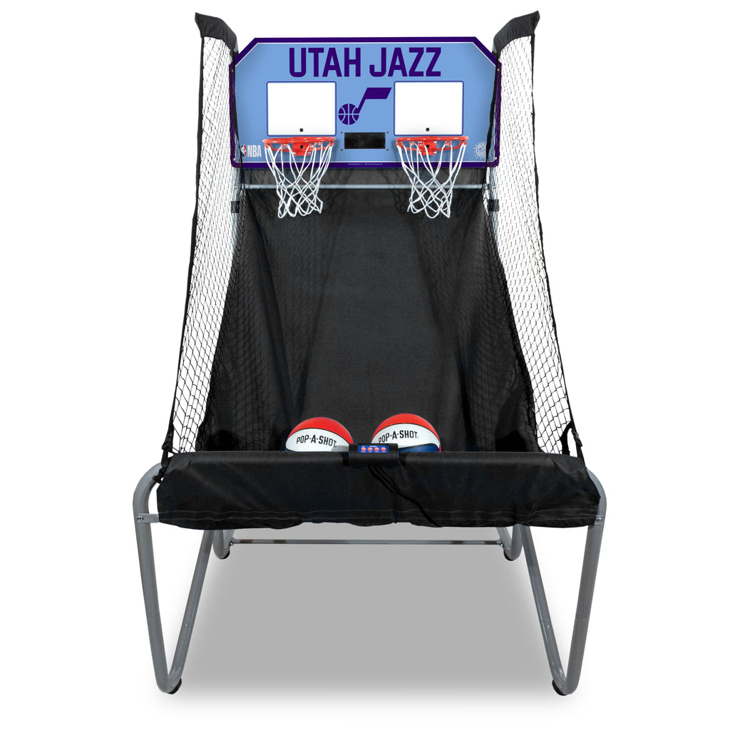 Pop-A-Shot - Home Dual Shot with Utah Jazz NBA Graphics l Sensor Scoring l 16 Game Modes l 7 Balls l Foldable Storage l for All NBA Fans