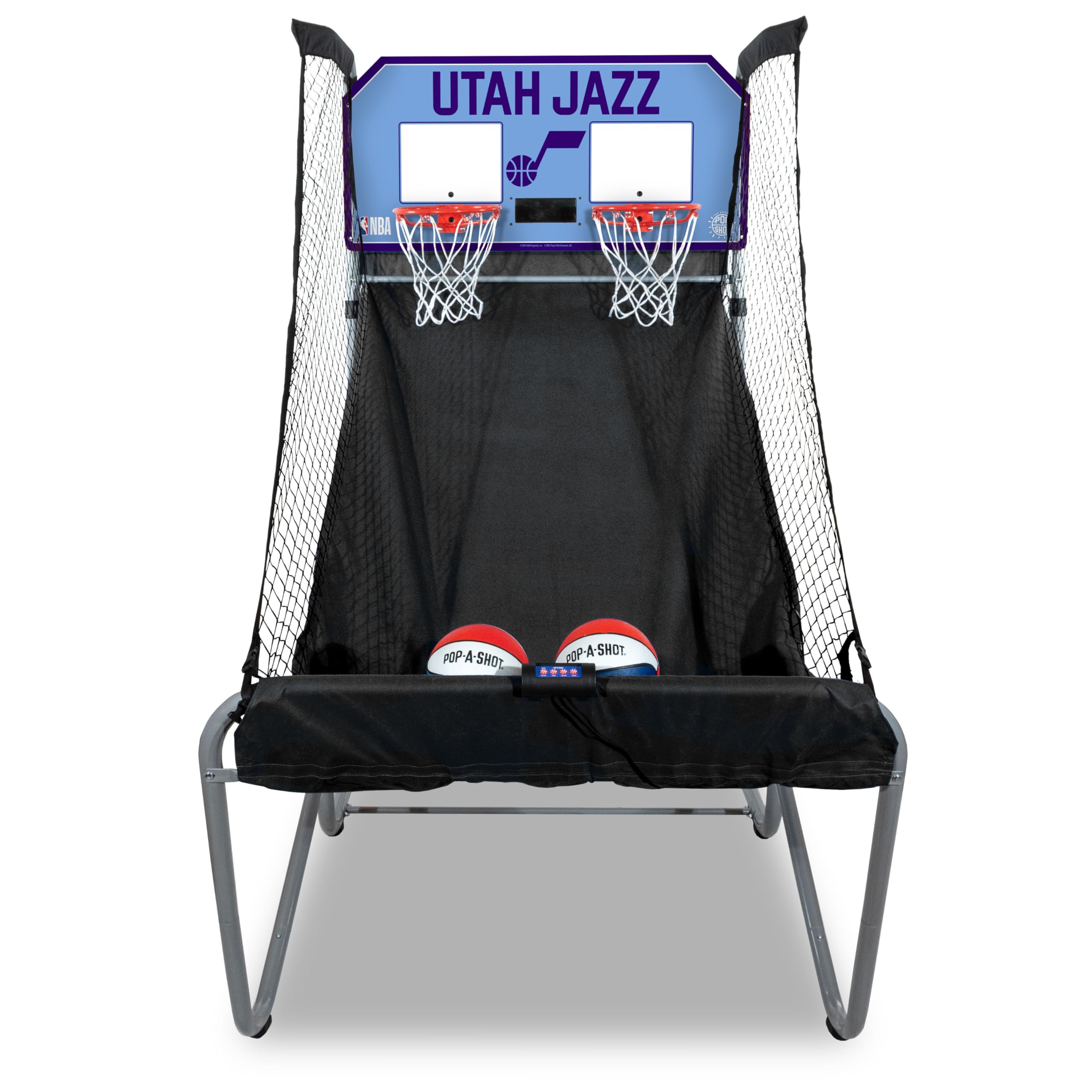 Pop-A-Shot - Home Dual Shot with Utah Jazz NBA Graphics l Sensor Scoring l 16 Game Modes l 7 Balls l Foldable Storage l for All NBA Fans