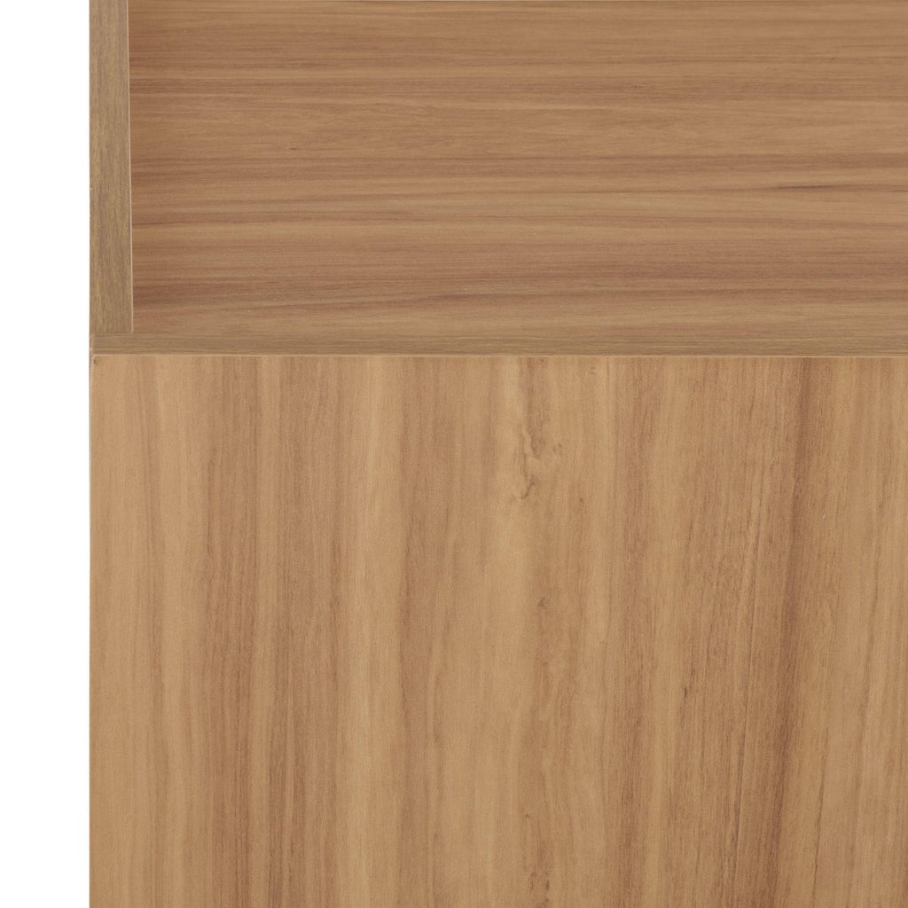 SAFAVIEH Furniture - Takami Media Stand for TVs up to 75" - Oak 4-Door Modern Entertainment Console with Storage Cabinets (MED3604A)