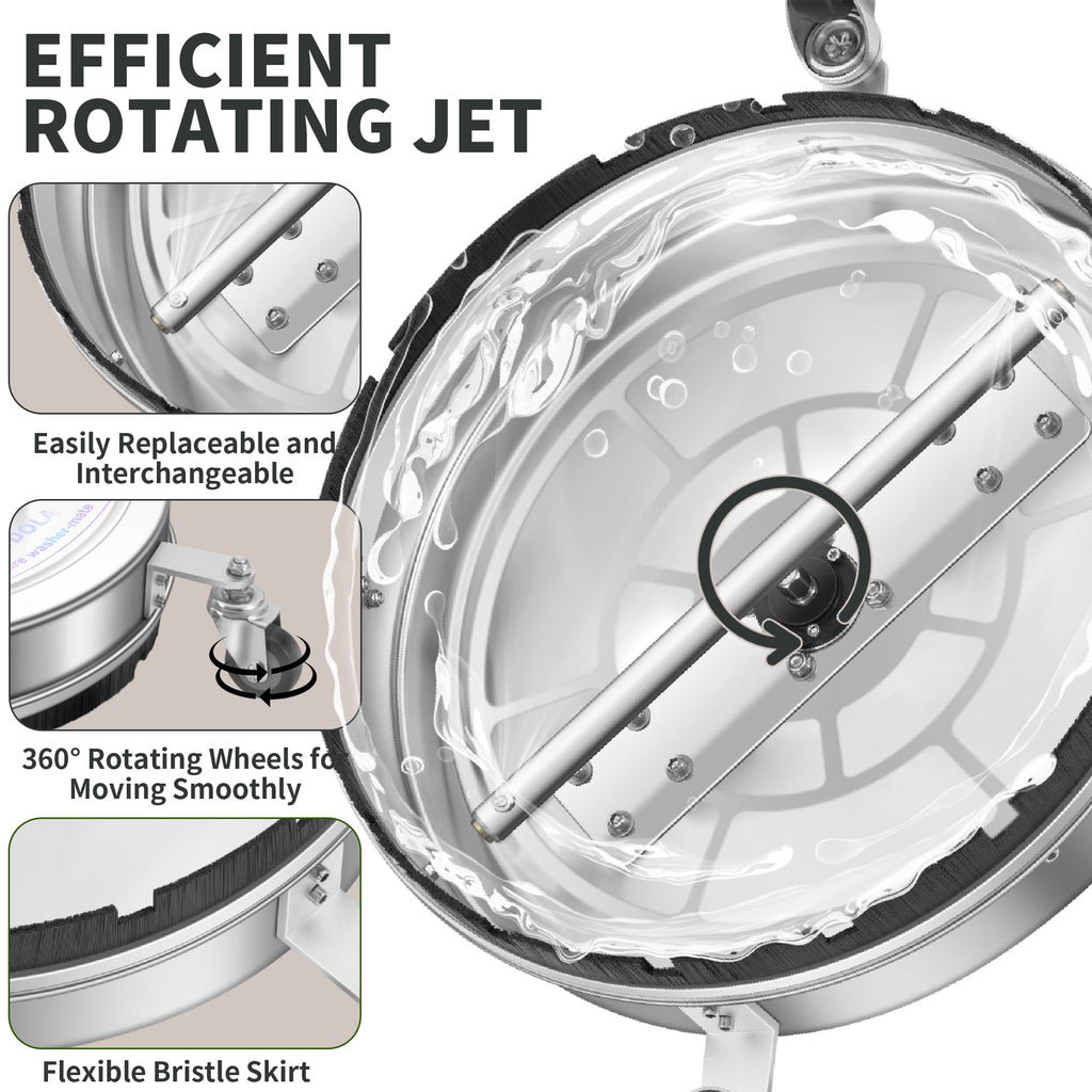 LidoDola 30'' Pressure Washer Surface Cleaner with 4 Wheels - Stainless Steel Surface Cleaner for Pressure Washer Attachment for Concrete, Driveway, Patio, Sidewalk, Deck and Driveways