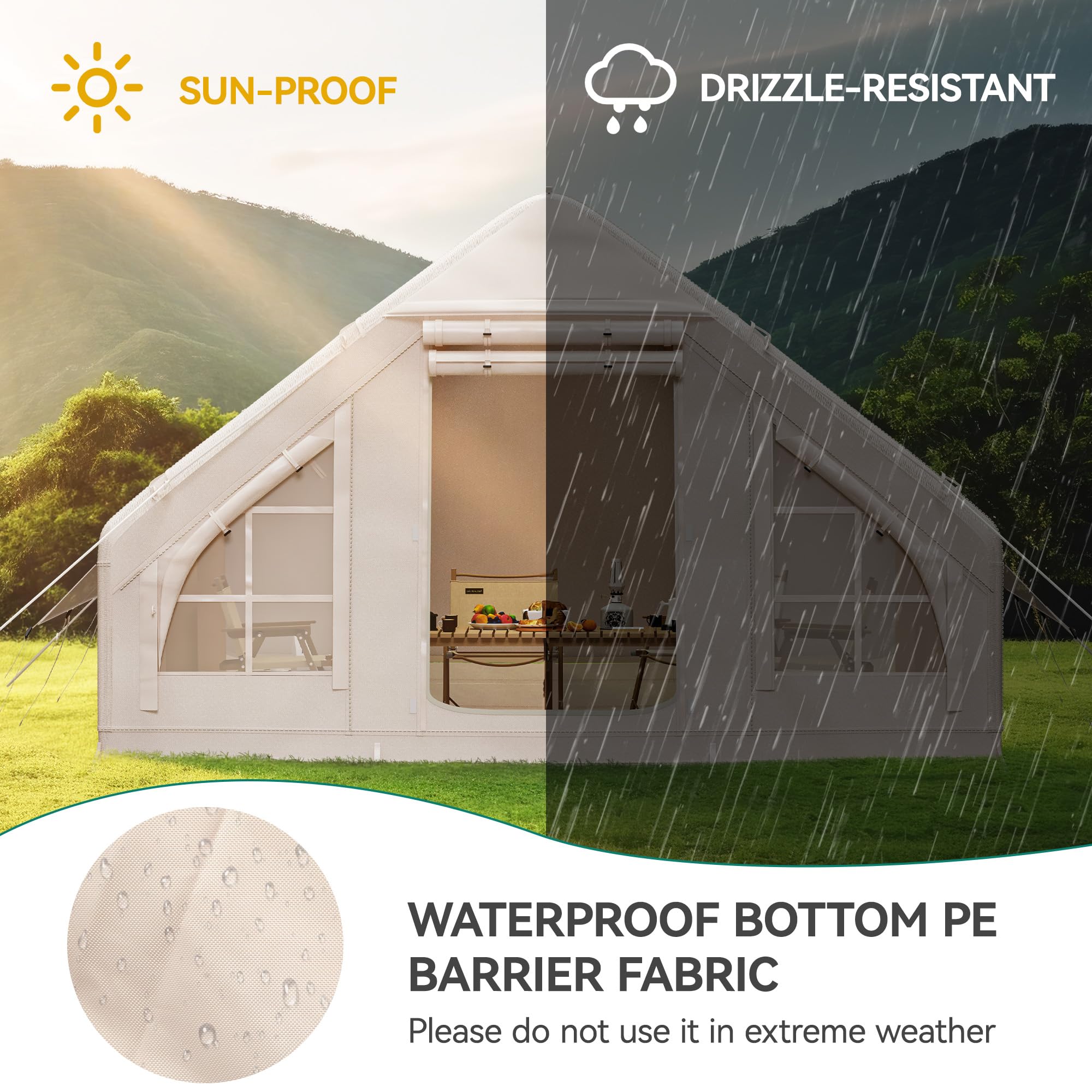 YITAHOME Inflatable Camping Tents, 8 Person Blow Up Hot Tent with Pump and Stove Jack, Easy Setup with Explosion Proof Valve, Waterproof Oxford Air Glamping for Camping