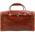 Time Resistance Leather Duffel Bag - Large Weekend Gym Travel Bag (Cognac Brown)