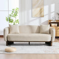 Christopher Knight Home 81 inch Curved Boucle Sofa with Wooden Base Indoor Couch Upholstered Modern Living Room Sofa Comfortable Wood Frame Seating for Home Lounge, Beige